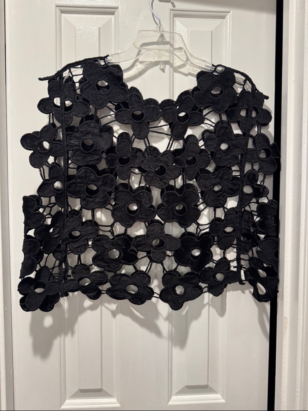 Black Floral Cutout Crop Top